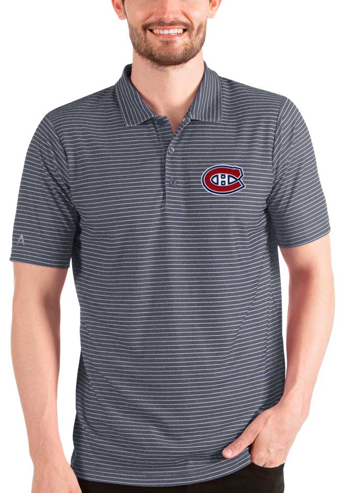 Antigua Montreal Canadiens Mens Navy Blue Esteem Short Sleeve Polo