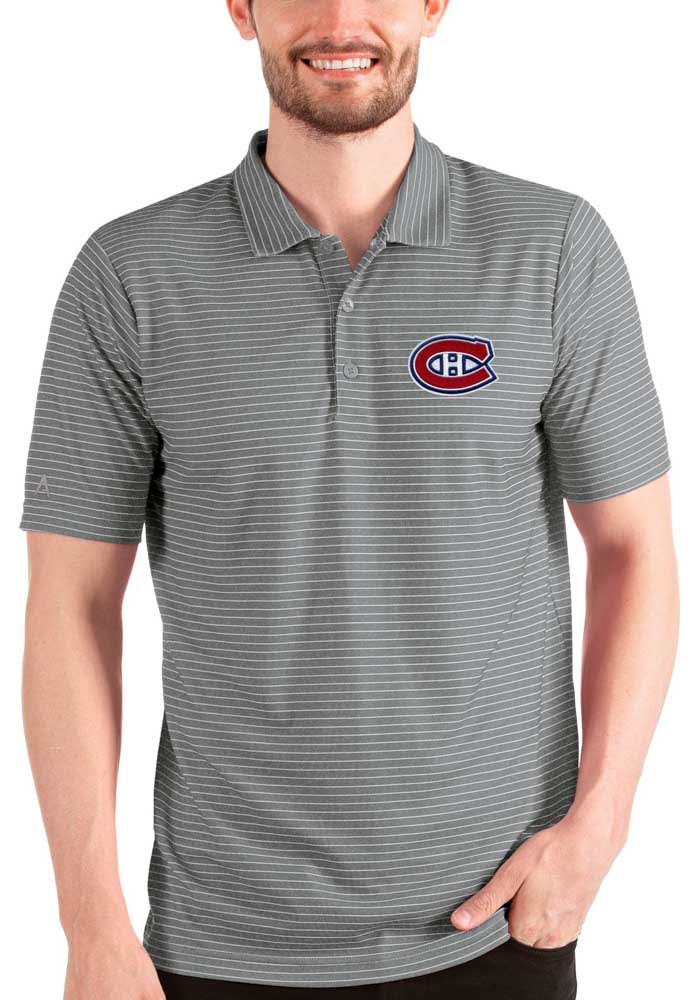 Antigua Montreal Canadiens Mens Charcoal Esteem Short Sleeve Polo
