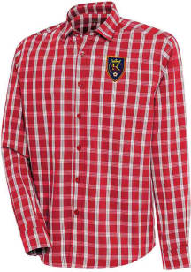 Antigua Real Salt Lake Mens Red Carry Long Sleeve Dress Shirt