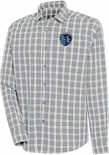 Antigua Sporting Kansas City Mens Grey Carry Long Sleeve Dress Shirt