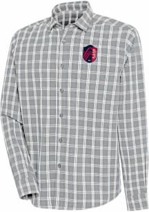 Antigua St Louis City SC Mens Grey Carry Long Sleeve Dress Shirt