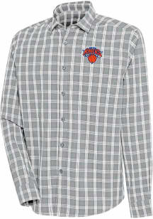 Antigua New York Knicks Mens Grey Carry Long Sleeve Dress Shirt