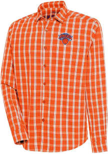 Antigua New York Knicks Mens Orange Carry Long Sleeve Dress Shirt