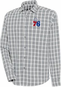 Antigua Philadelphia 76ers Mens Grey Carry Long Sleeve Dress Shirt