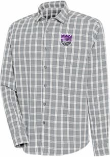 Antigua Sacramento Kings Mens Grey Carry Long Sleeve Dress Shirt