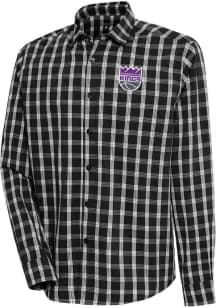 Antigua Sacramento Kings Mens Black Carry Long Sleeve Dress Shirt