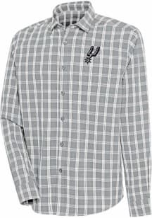 Antigua San Antonio Spurs Mens Grey Carry Long Sleeve Dress Shirt