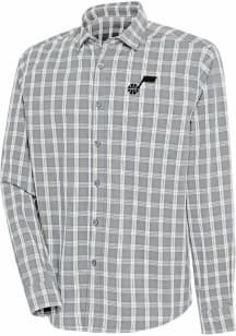 Antigua Utah Jazz Mens Grey Carry Long Sleeve Dress Shirt