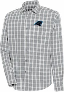 Antigua Carolina Panthers Mens Grey Carry Long Sleeve Dress Shirt