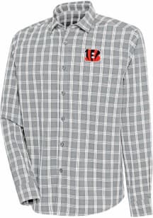 Antigua Cincinnati Bengals Mens Grey Carry Long Sleeve Dress Shirt