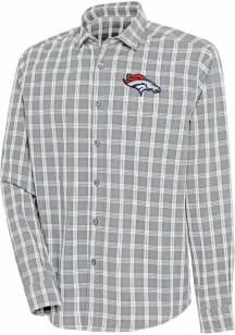 Antigua Denver Broncos Mens Grey Carry Long Sleeve Dress Shirt