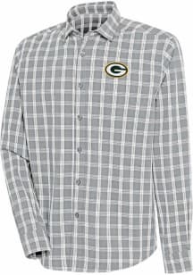 Antigua Green Bay Packers Mens Grey Carry Long Sleeve Dress Shirt