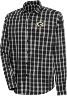 Antigua Green Bay Packers Mens Black Carry Long Sleeve Dress Shirt