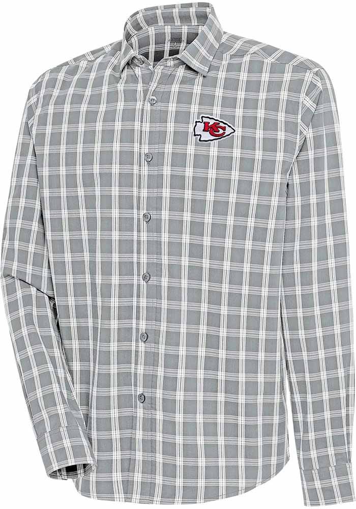 Antigua Kansas City Chiefs Mens Grey Structure Long Sleeve Dress Shirt