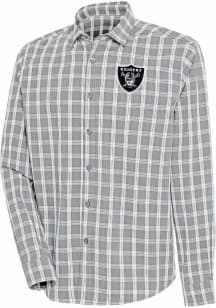 Antigua Las Vegas Raiders Mens Grey Carry Long Sleeve Dress Shirt