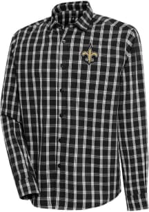 Antigua New Orleans Saints Mens Black Carry Long Sleeve Dress Shirt
