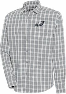 Antigua Philadelphia Eagles Mens Grey Carry Long Sleeve Dress Shirt