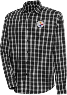 Antigua Pittsburgh Steelers Mens Black Carry Long Sleeve Dress Shirt