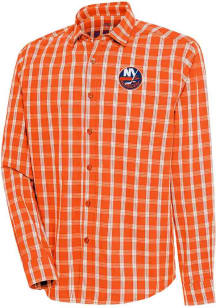 Antigua New York Islanders Mens Orange Carry Long Sleeve Dress Shirt