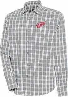 Antigua Detroit Red Wings Mens Grey Carry Long Sleeve Dress Shirt