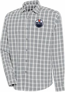 Antigua Edmonton Oilers Mens Grey Carry Long Sleeve Dress Shirt