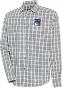 Antigua New York Rangers Mens Grey Carry Long Sleeve Dress Shirt