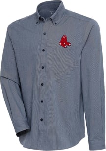 Antigua Boston Red Sox Mens Navy Blue Compression Long Sleeve Dress Shirt