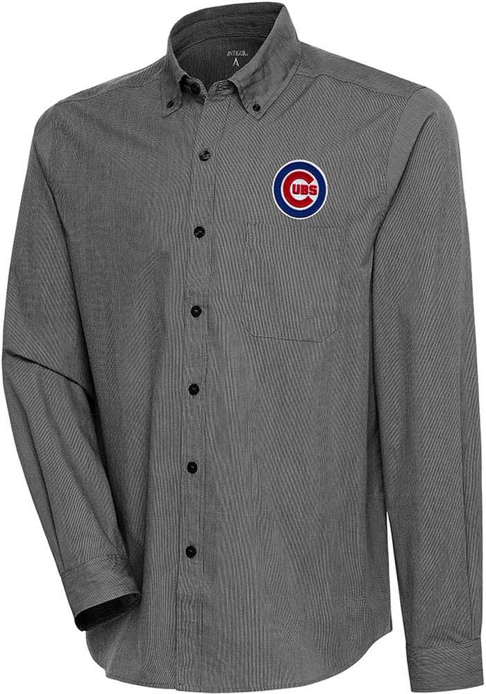 Antigua Chicago Cubs Grey Compression Long Sleeve Dress Shirt, Grey, 70% Cotton / 27% Polyester / 3% SPANDEX, Size XL, Rally House