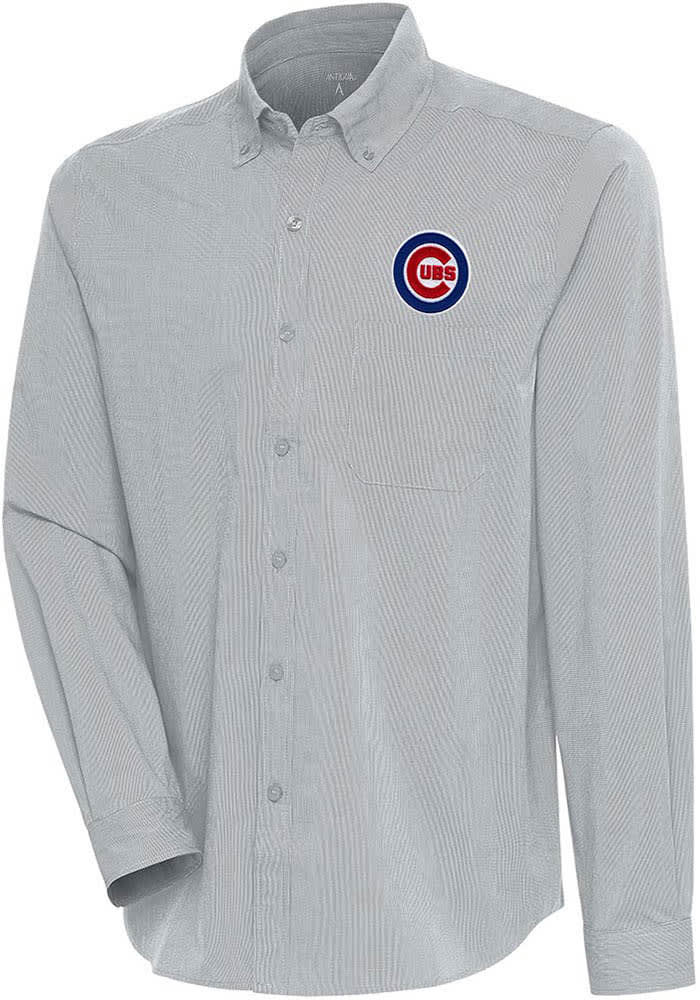 Antigua Chicago Cubs Grey Compression Long Sleeve Dress Shirt, Grey, 70% Cotton / 27% Polyester / 3% SPANDEX, Size XL, Rally House