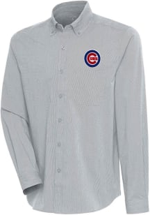 Antigua Chicago Cubs Mens Grey Compression Long Sleeve Dress Shirt