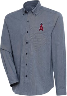 Antigua Los Angeles Angels Mens Navy Blue Compression Long Sleeve Dress Shirt