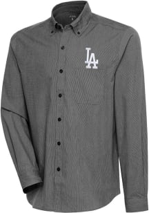 Antigua Los Angeles Dodgers Mens Black Compression Long Sleeve Dress Shirt