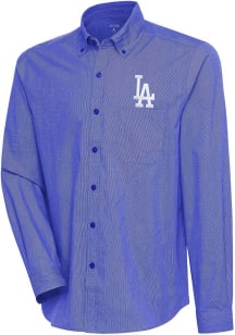 Antigua Los Angeles Dodgers Mens Blue Compression Long Sleeve Dress Shirt