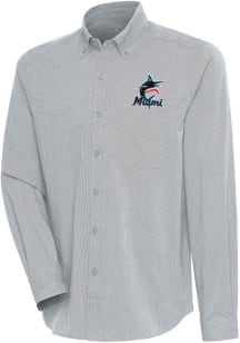 Antigua Miami Marlins Mens Grey Compression Long Sleeve Dress Shirt