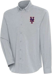 Antigua New York Mets Mens Grey Compression Long Sleeve Dress Shirt