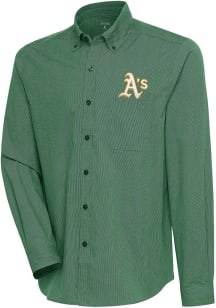 Antigua Oakland Athletics Mens Green Compression Long Sleeve Dress Shirt