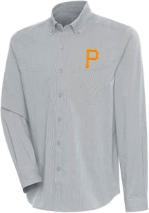 Antigua Pittsburgh Pirates Mens Grey Compression Long Sleeve Dress Shirt