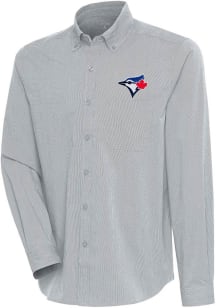 Antigua Toronto Blue Jays Mens Grey Compression Long Sleeve Dress Shirt