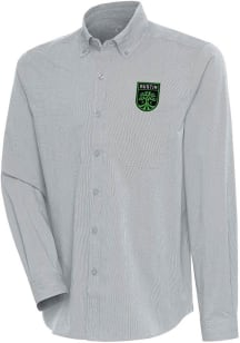 Antigua Austin FC Mens Grey Compression Long Sleeve Dress Shirt