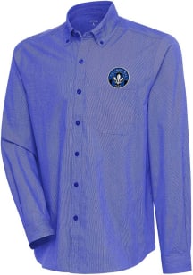 Antigua Montreal Impact Mens Blue Compression Long Sleeve Dress Shirt