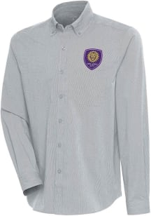 Antigua Orlando City SC Mens Grey Compression Long Sleeve Dress Shirt