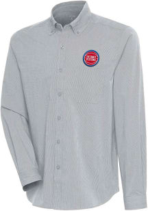 Antigua Detroit Pistons Mens Grey Compression Long Sleeve Dress Shirt