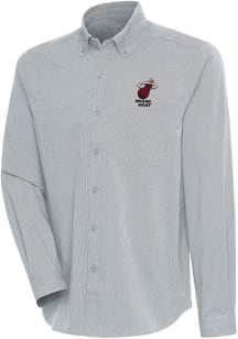 Antigua Miami Heat Mens Grey Compression Long Sleeve Dress Shirt