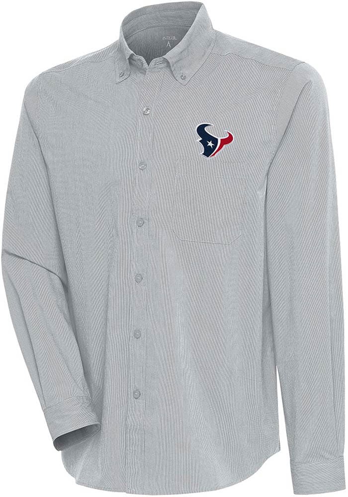 Houston Texans Antigua Compression Long Sleeve Button Up Large Black/White