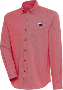Antigua New England Patriots Mens Red Compression Long Sleeve Dress Shirt