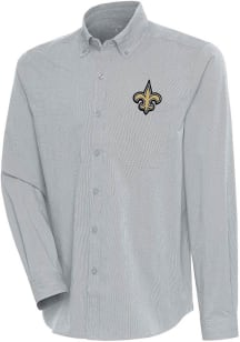Antigua New Orleans Saints Mens Grey Compression Long Sleeve Dress Shirt