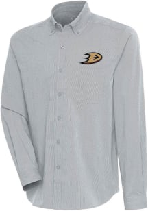 Antigua Anaheim Ducks Mens Grey Compression Long Sleeve Dress Shirt