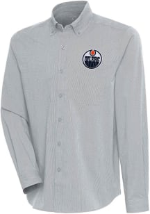 Antigua Edmonton Oilers Mens Grey Compression Long Sleeve Dress Shirt