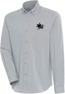 Antigua San Jose Sharks Mens Grey Compression Long Sleeve Dress Shirt