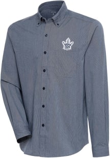 Antigua Toronto Maple Leafs Mens Navy Blue Compression Long Sleeve Dress Shirt